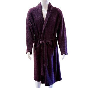 Barefoot Dreams Robe Womens L/XL Purple CozyChic Knit Plush Belted Relaxed Fit
